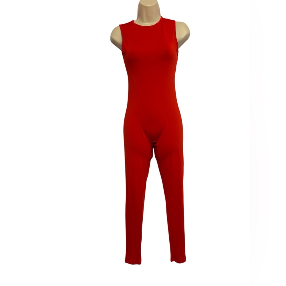 Amazon Red Sleeveless Slim Jumpsuit